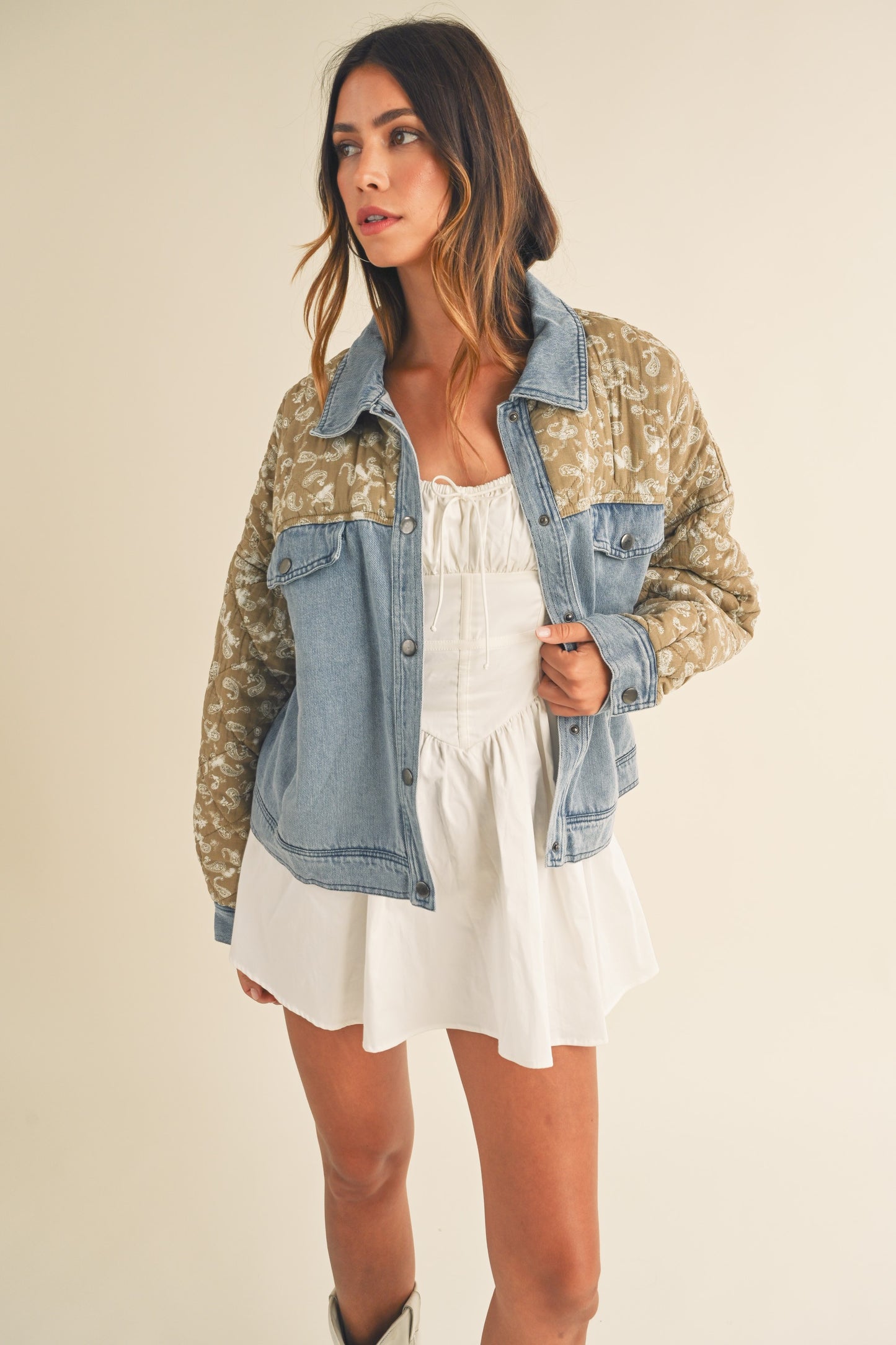 Quilted Paisley Denim Jacket