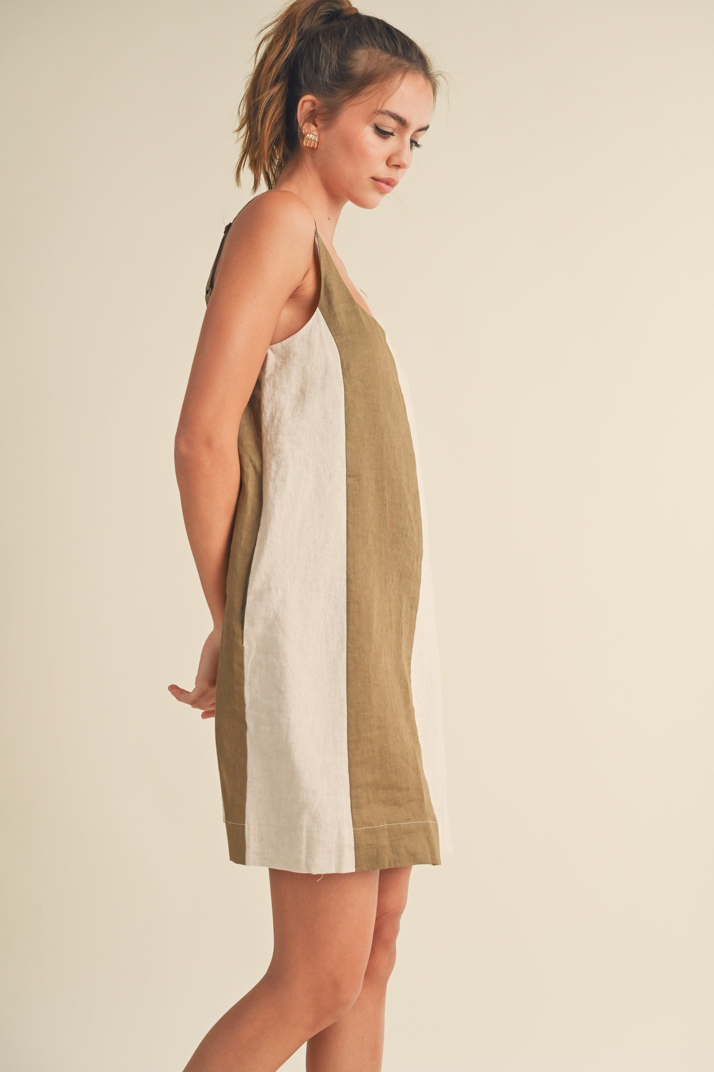 Olive Color Block Dress