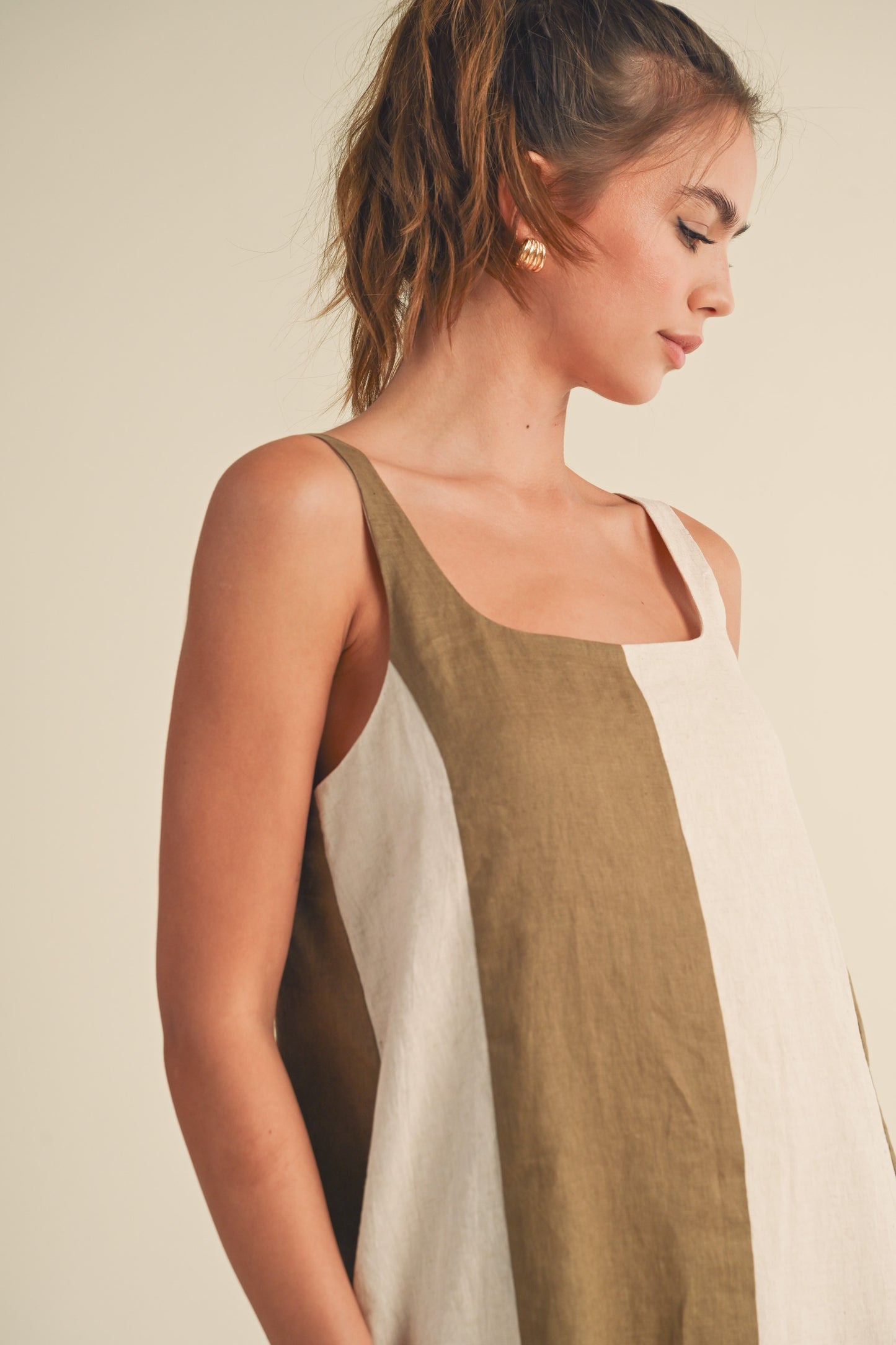 Olive Color Block Dress