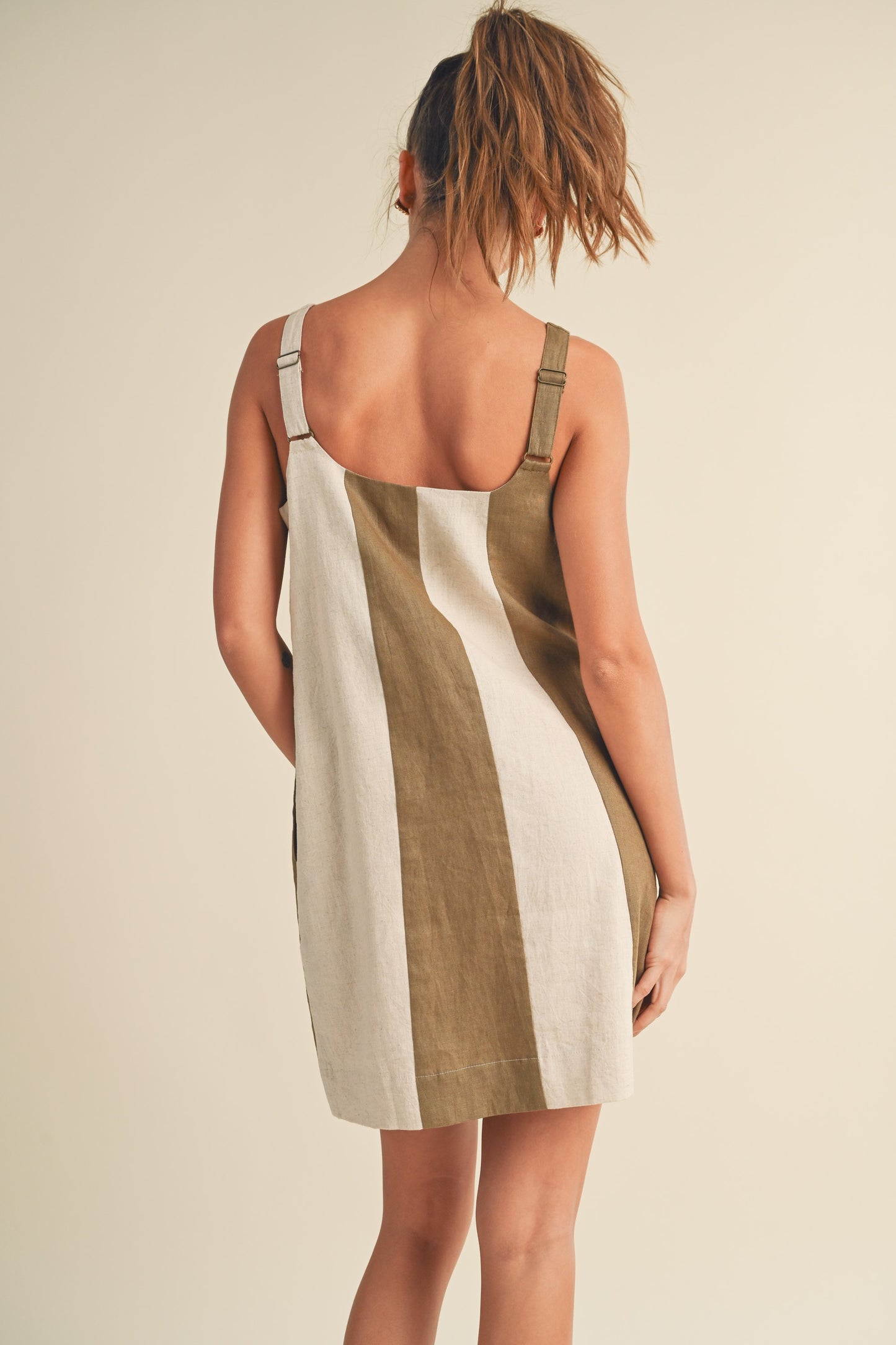 Olive Color Block Dress