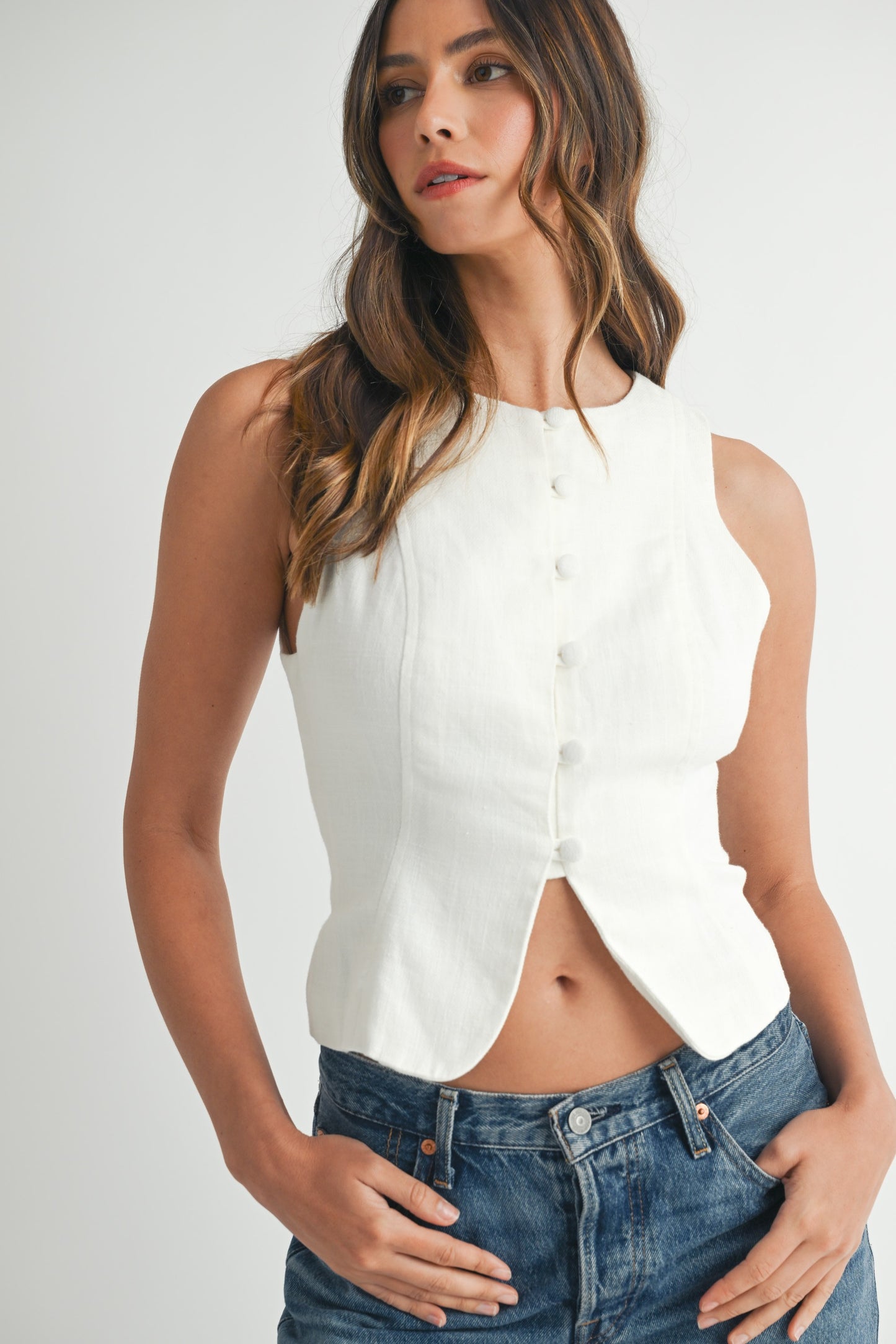 Linen Lace Vest