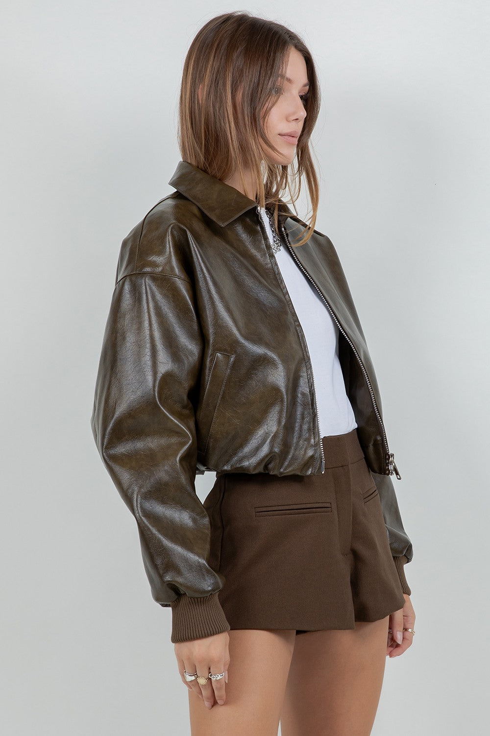 Mocha Vegan Leather Jacket