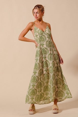 Sage Floral Maxi Dress